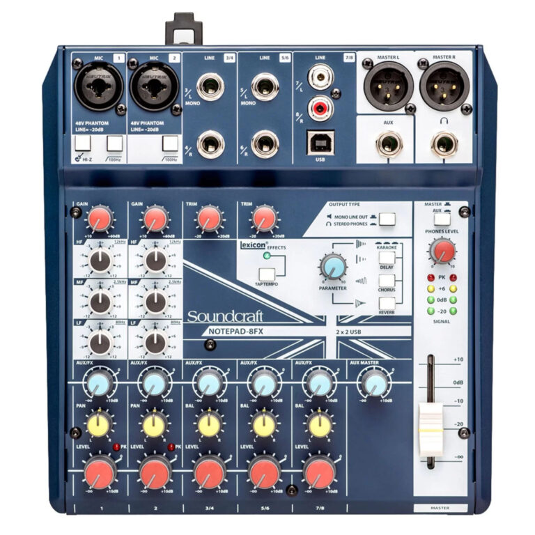 SOUNDCRAFT NOTEPAD-8FX - Mixer Analog 8in + USB y FX Lexicon