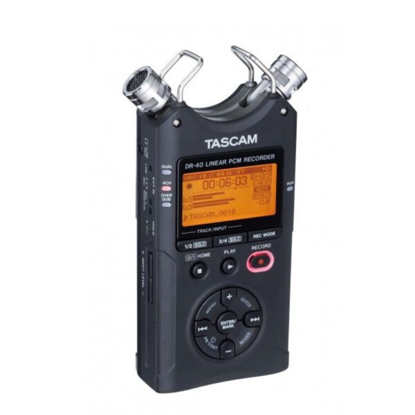 TASCAM DR - 40 Sistema de grabación portátil en tarjeta SD (MP3 o WAV/BWF) con micrófono de condensador estéreo incorporado.