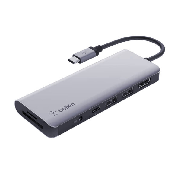 HUB ADAPTADOR USB MACBOOK PRO - conector USB C @ 4xUSB, 1 RJ45 RED,  1 MiniJACK, 1 VGA, 1 HDMI, 1 TARJETA SD