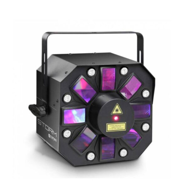 CAMEO CL STORM - Efecto de luces 3 en 1, 5 x 3 W RGBWA derby, estrobo y láser grating