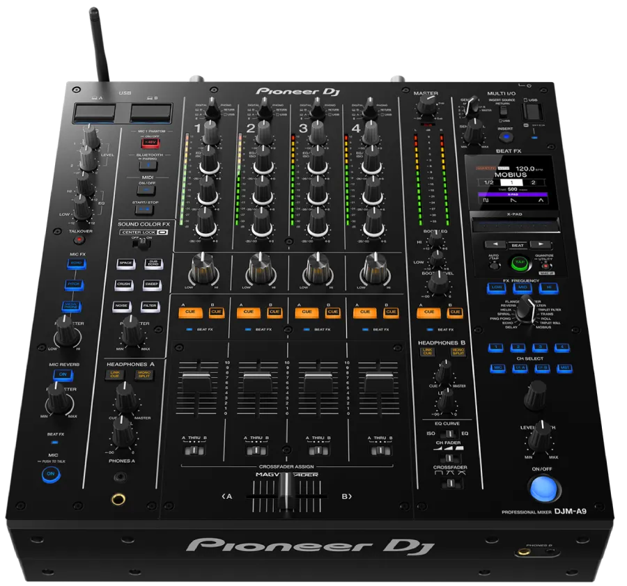 djm-a9_1 Detalle de quipo dj pioneer djm 19. Alquila este equipo con nosotros